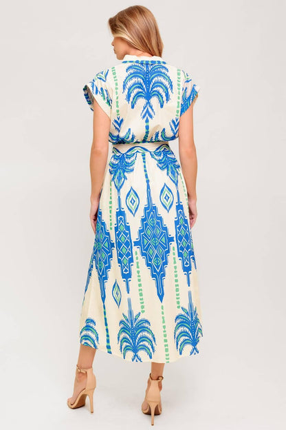 Softly Spoken Blue Woven Midi Dress