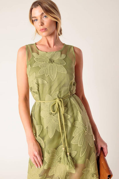 In My Free Time Woven Lace Midi Dress