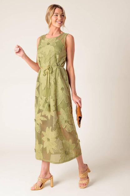 In My Free Time Woven Lace Midi Dress