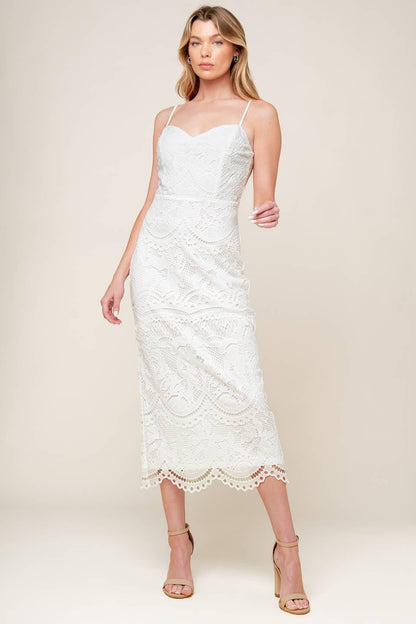 The Josephine Off White Woven Midi Dress