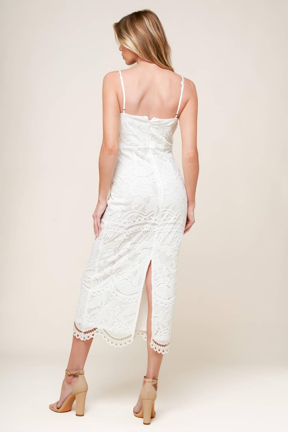 The Josephine Off White Woven Midi Dress