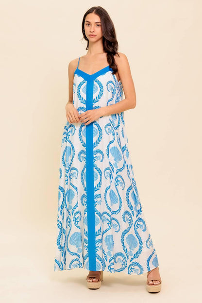 Weekend Getaway Blue Woven Maxi Dress