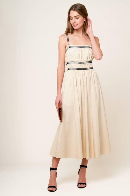 Terrific Timing Cream Woven Midi Dress
