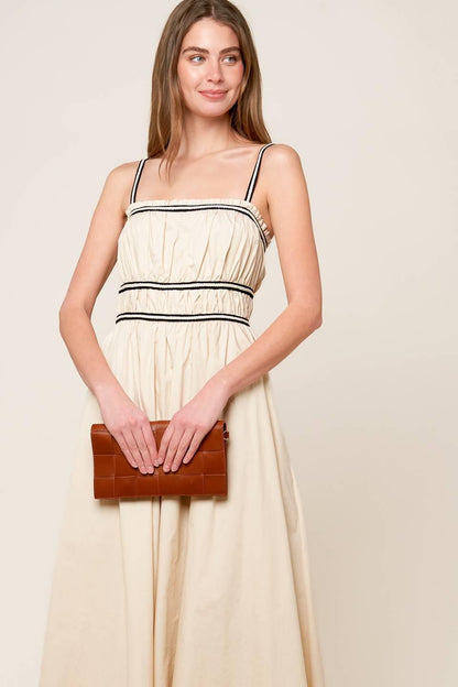 Terrific Timing Cream Woven Midi Dress