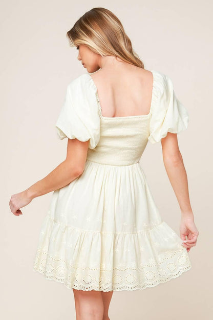 Lola Grass Cream Woven Mini Dress