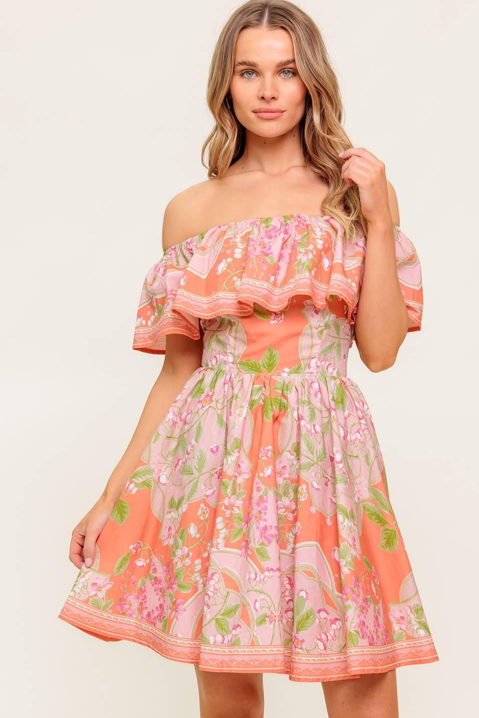 Whispering Coral Woven Mini Dress