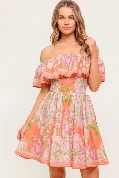 Whispering Coral Woven Mini Dress