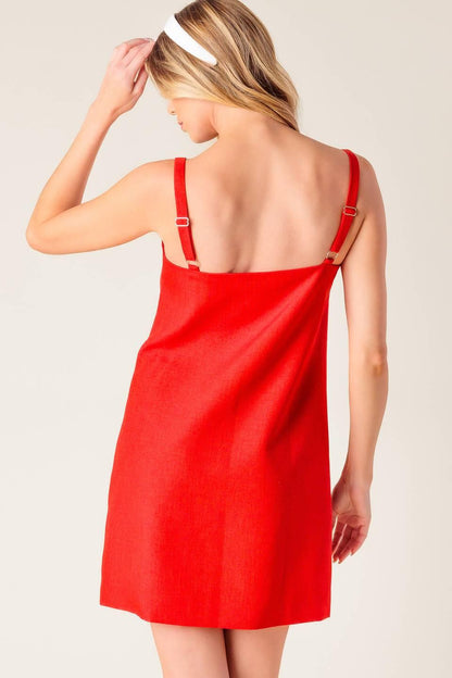 Chasing Joy Red Woven Mini Dress
