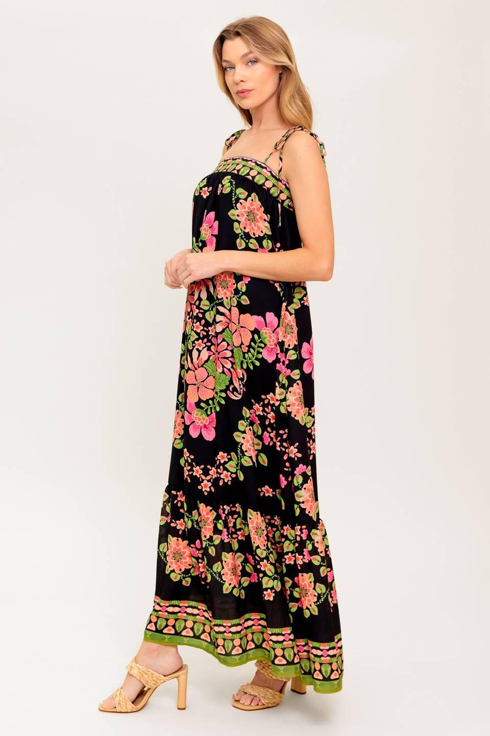 Summer Glow Black Woven Maxi Dress