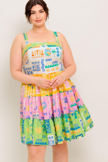 Out of Office Green Woven Mini Dress