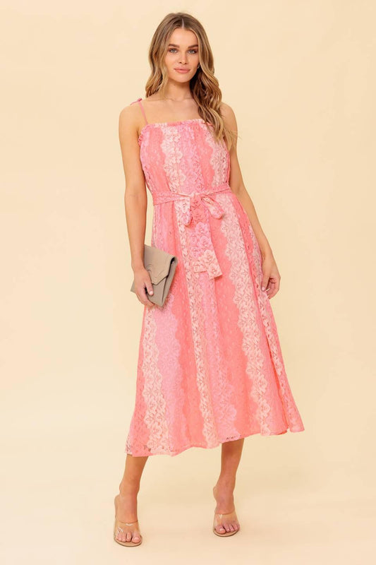 Tailor Made for You Woven Lace Midi Dress