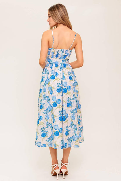 Rosy Mood Floral Woven Midi Dress