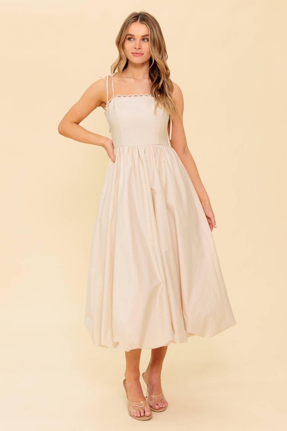 Regal Cutie Cream Woven Midi Dress