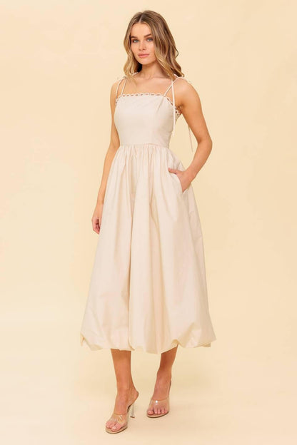 Regal Cutie Cream Woven Midi Dress