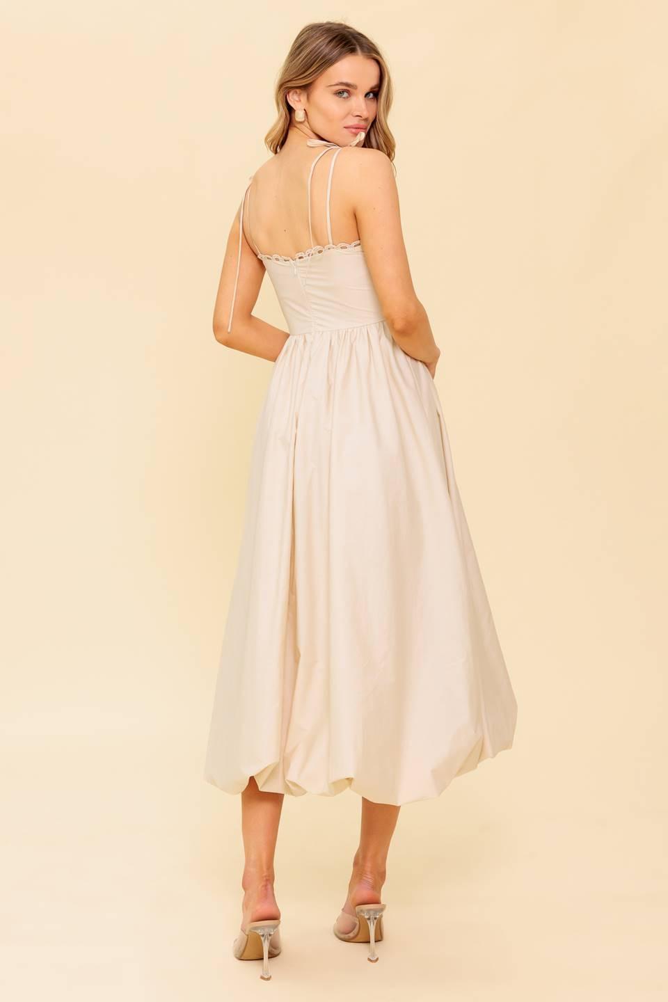Regal Cutie Cream Woven Midi Dress