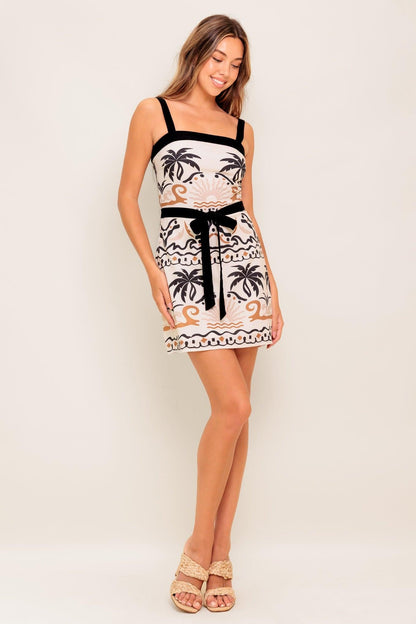 Tropic Noir Woven Mini Dress