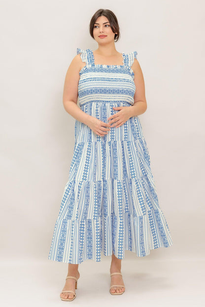 Midsummer Petals Woven Midi Dress