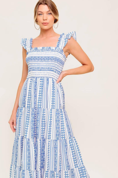 Midsummer Petals Woven Midi Dress
