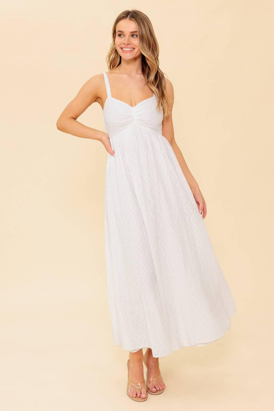 Love of Mine Ivory Eyelet Midi Dress