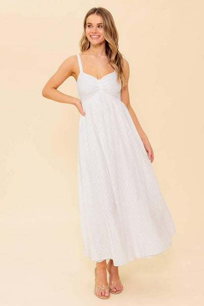 Love of Mine Ivory Eyelet Midi Dress