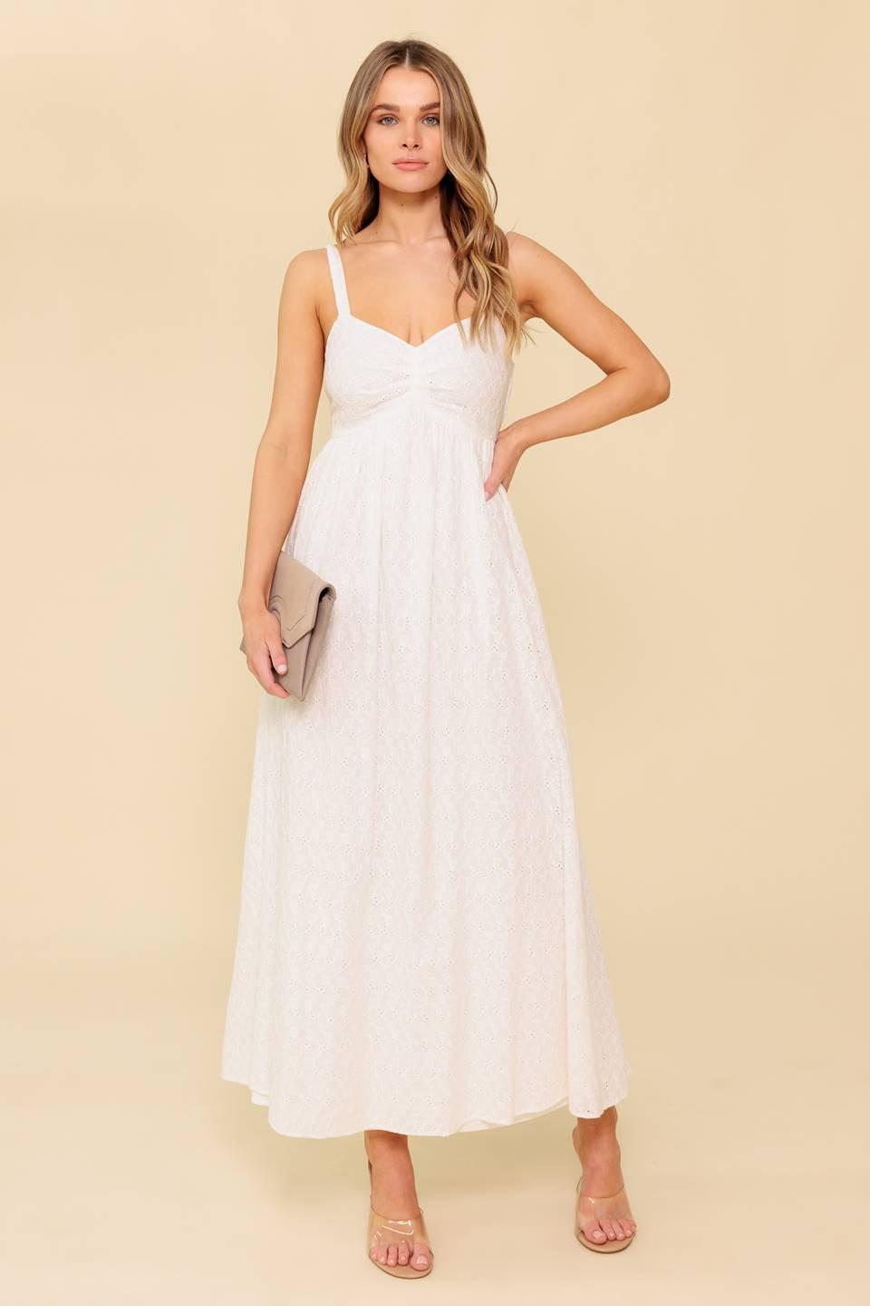 Love of Mine Ivory Eyelet Midi Dress