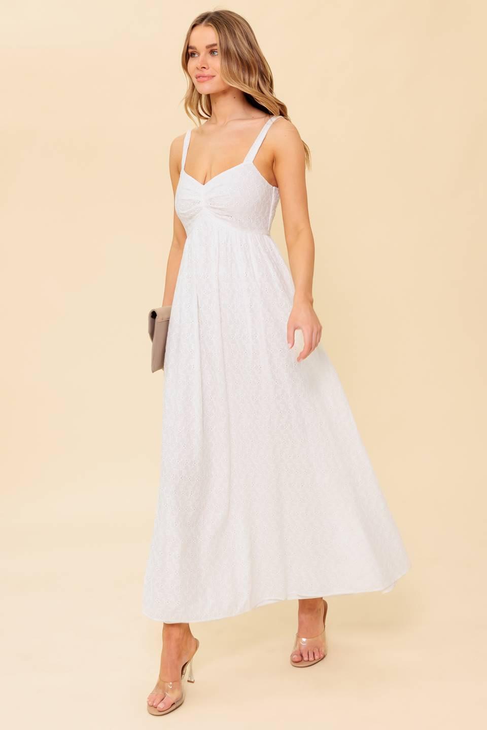 Love of Mine Ivory Eyelet Midi Dress
