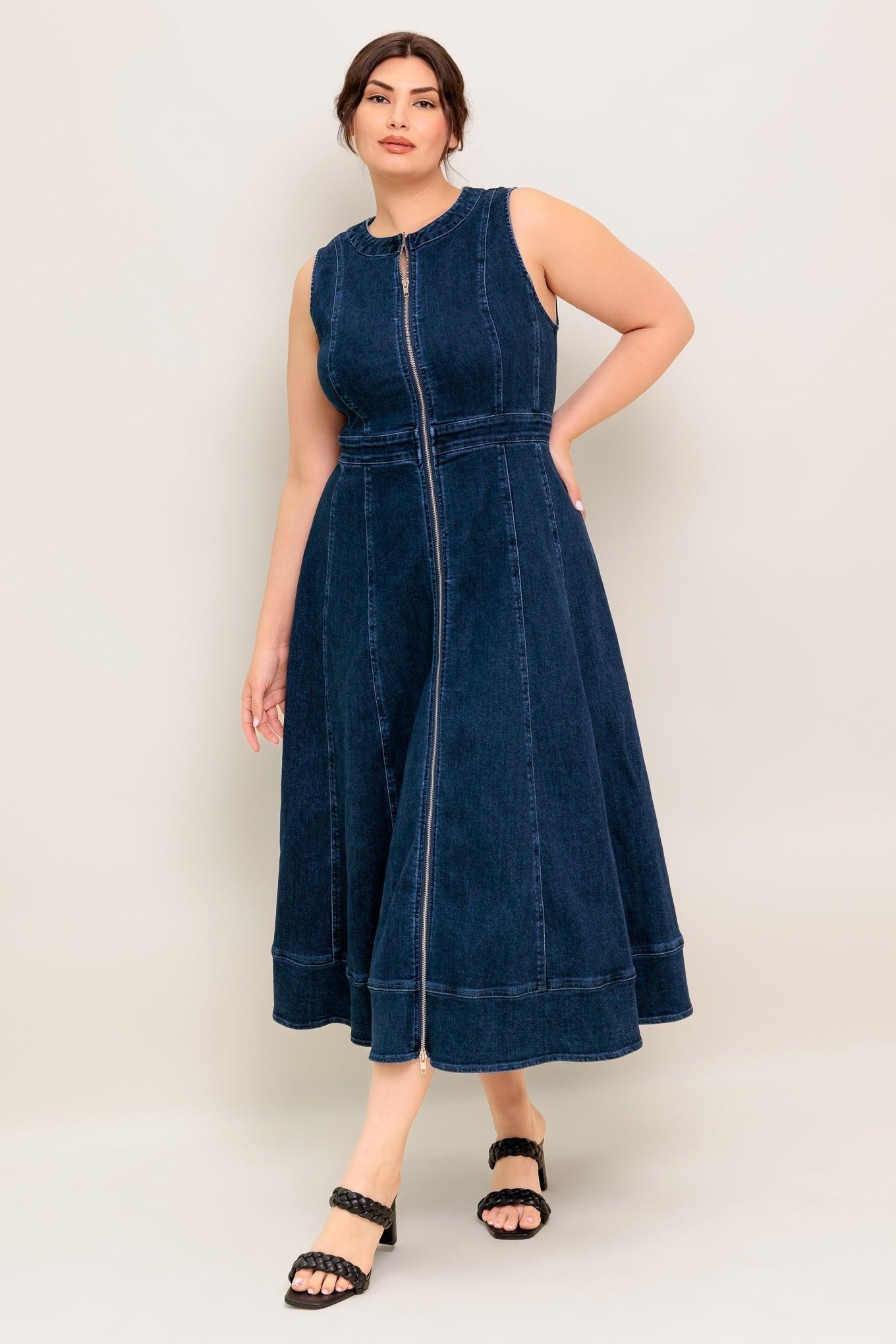 Raw Beauty Denim Midi Dress