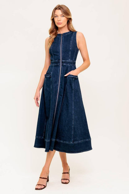 Raw Beauty Denim Midi Dress