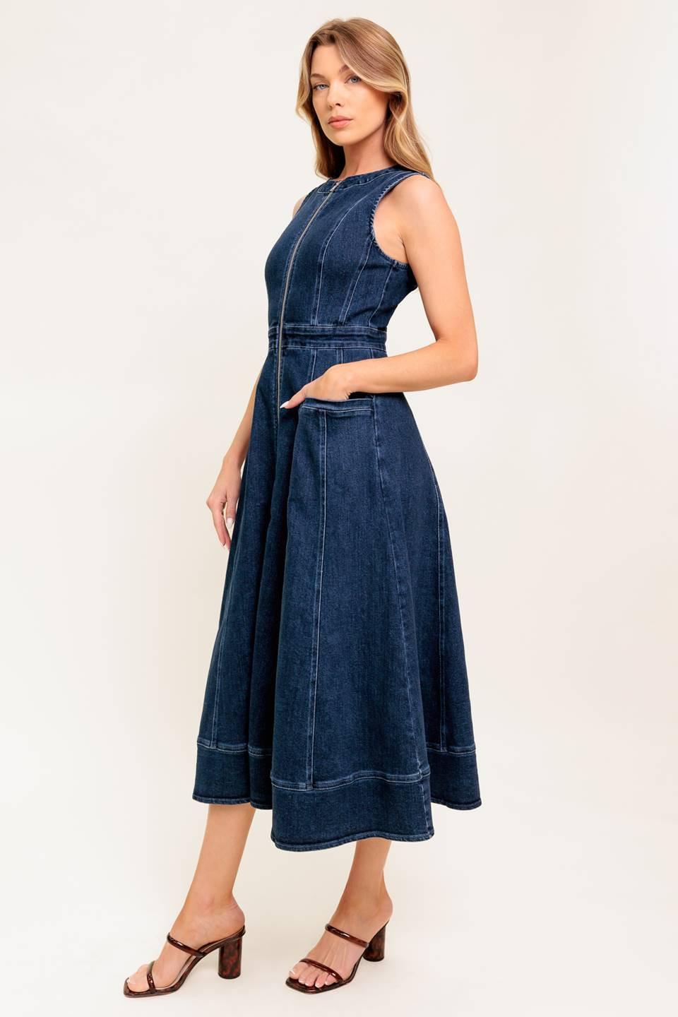 Raw Beauty Denim Midi Dress