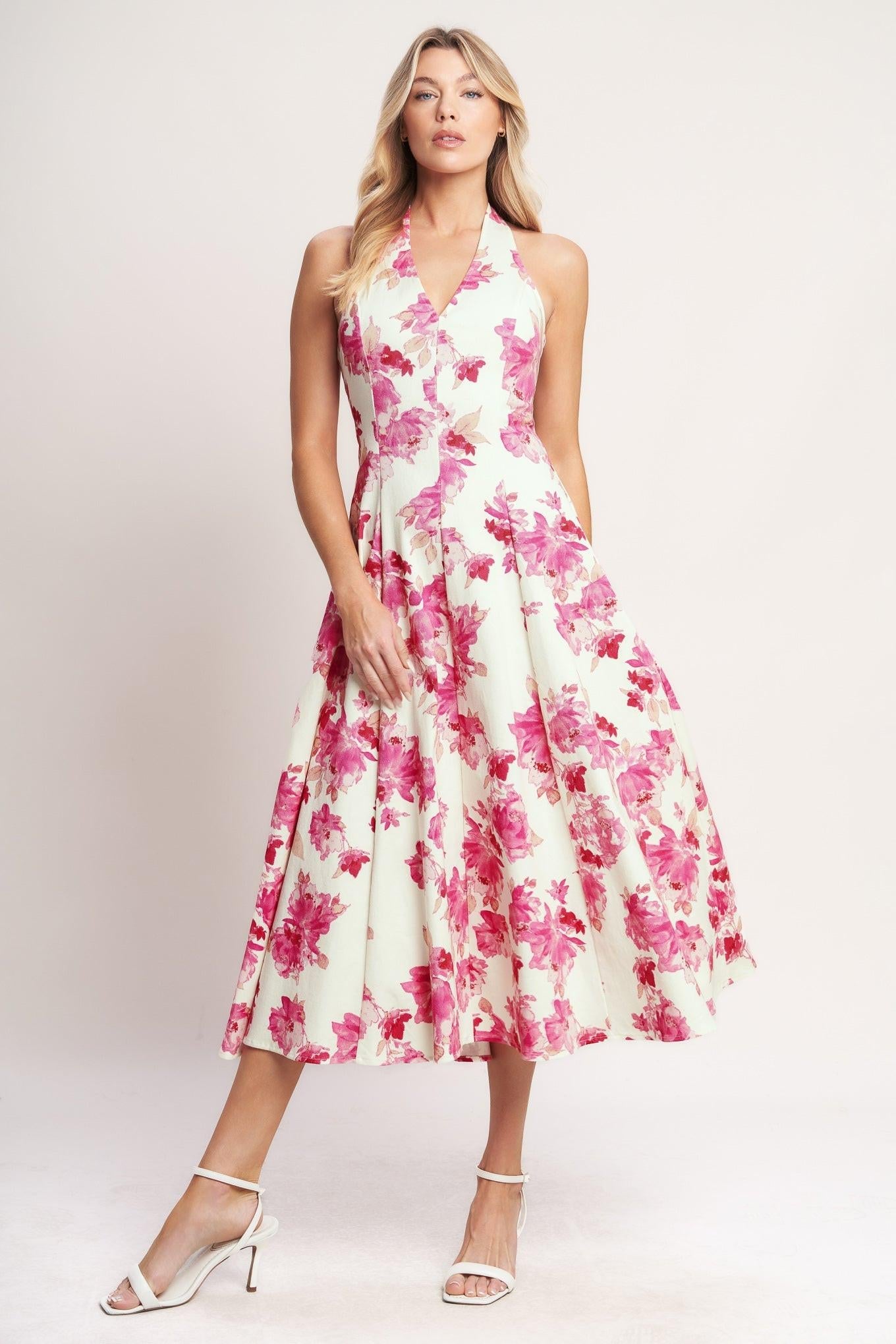 Rosy Afternoon Woven Midi Dress