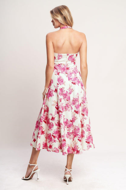Rosy Afternoon Woven Midi Dress