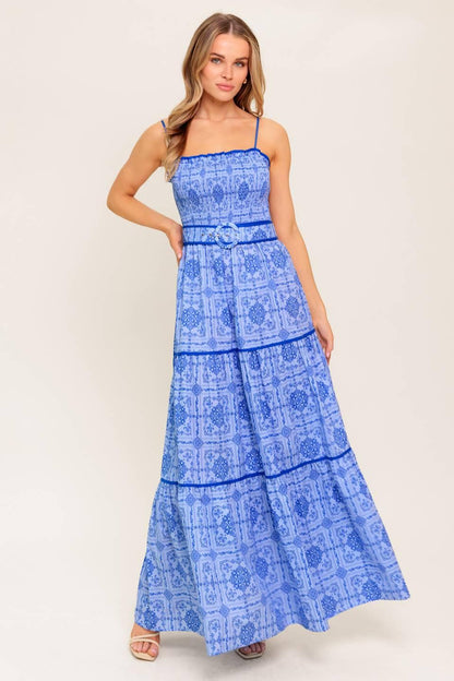 Waves and Whimsy Woven Maxi Dress
