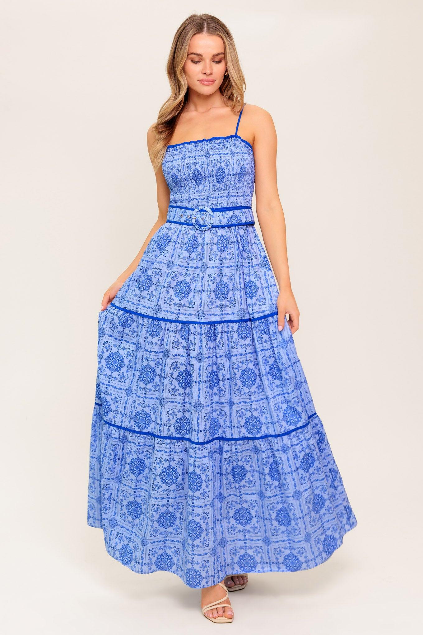 Waves and Whimsy Woven Maxi Dress
