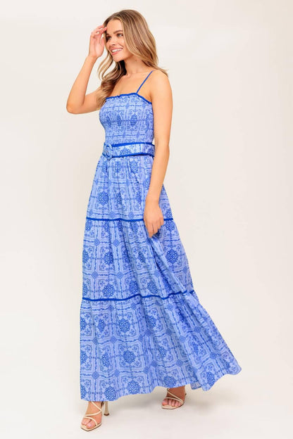 Waves and Whimsy Woven Maxi Dress
