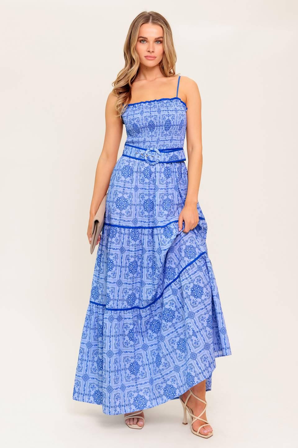 Waves and Whimsy Woven Maxi Dress