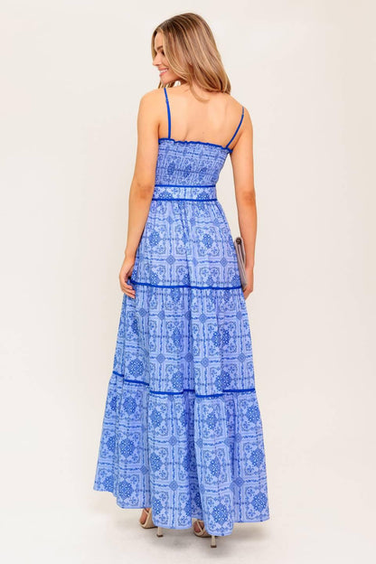 Waves and Whimsy Woven Maxi Dress