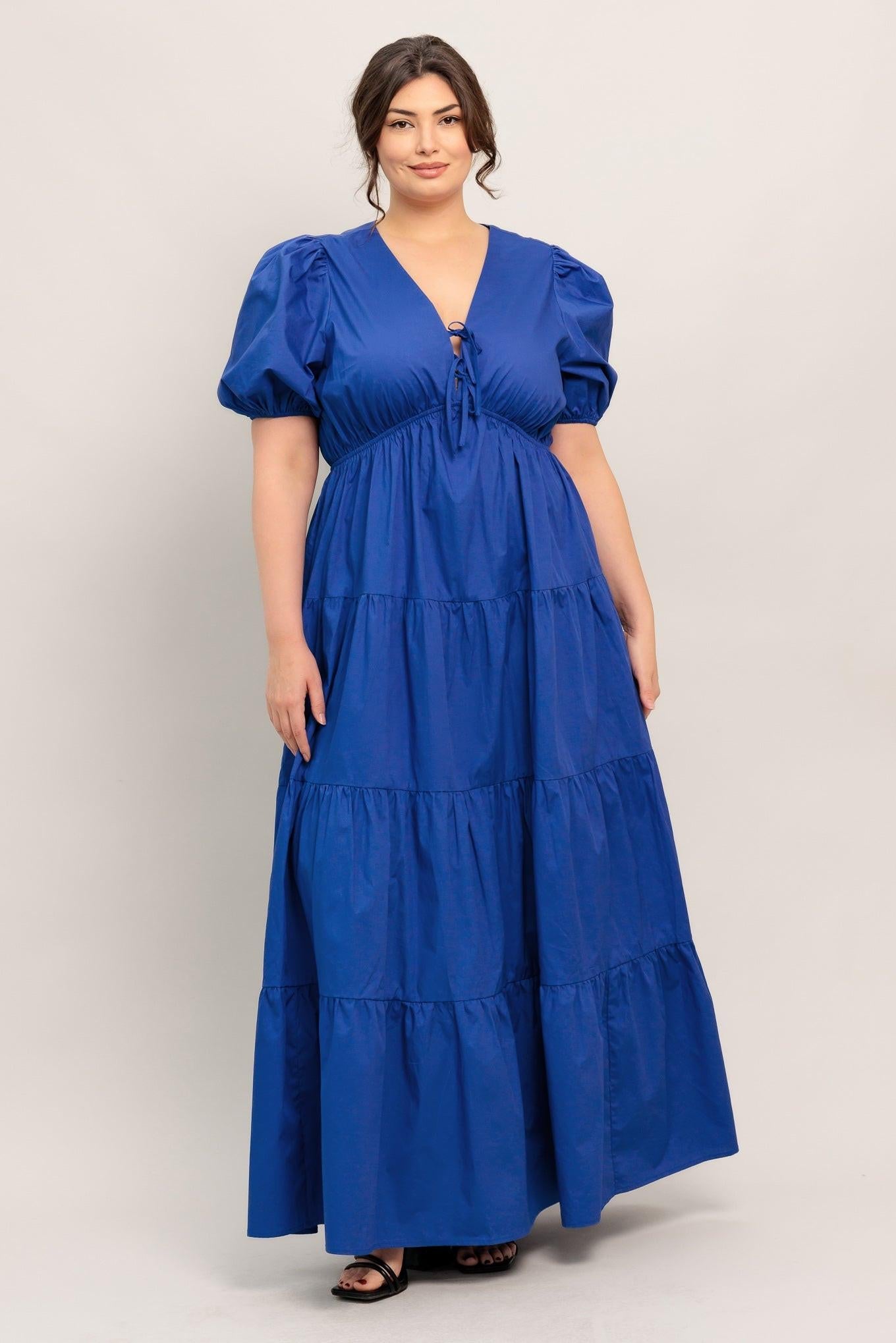 Summer Glow Royal Blue Woven Maxi Dress
