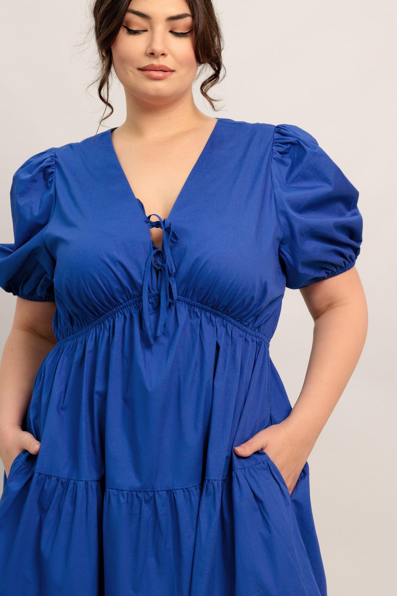 Summer Glow Royal Blue Woven Maxi Dress
