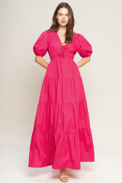 Summer Glow Fuchsia Woven Maxi Dress