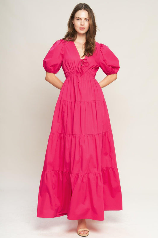 Summer Glow Fuchsia Woven Maxi Dress