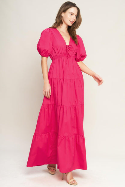 Summer Glow Fuchsia Woven Maxi Dress