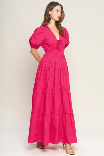 Summer Glow Fuchsia Woven Maxi Dress