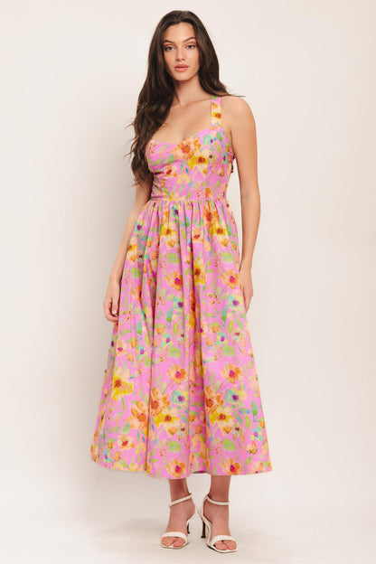Rosy Daydream Woven Midi Dress