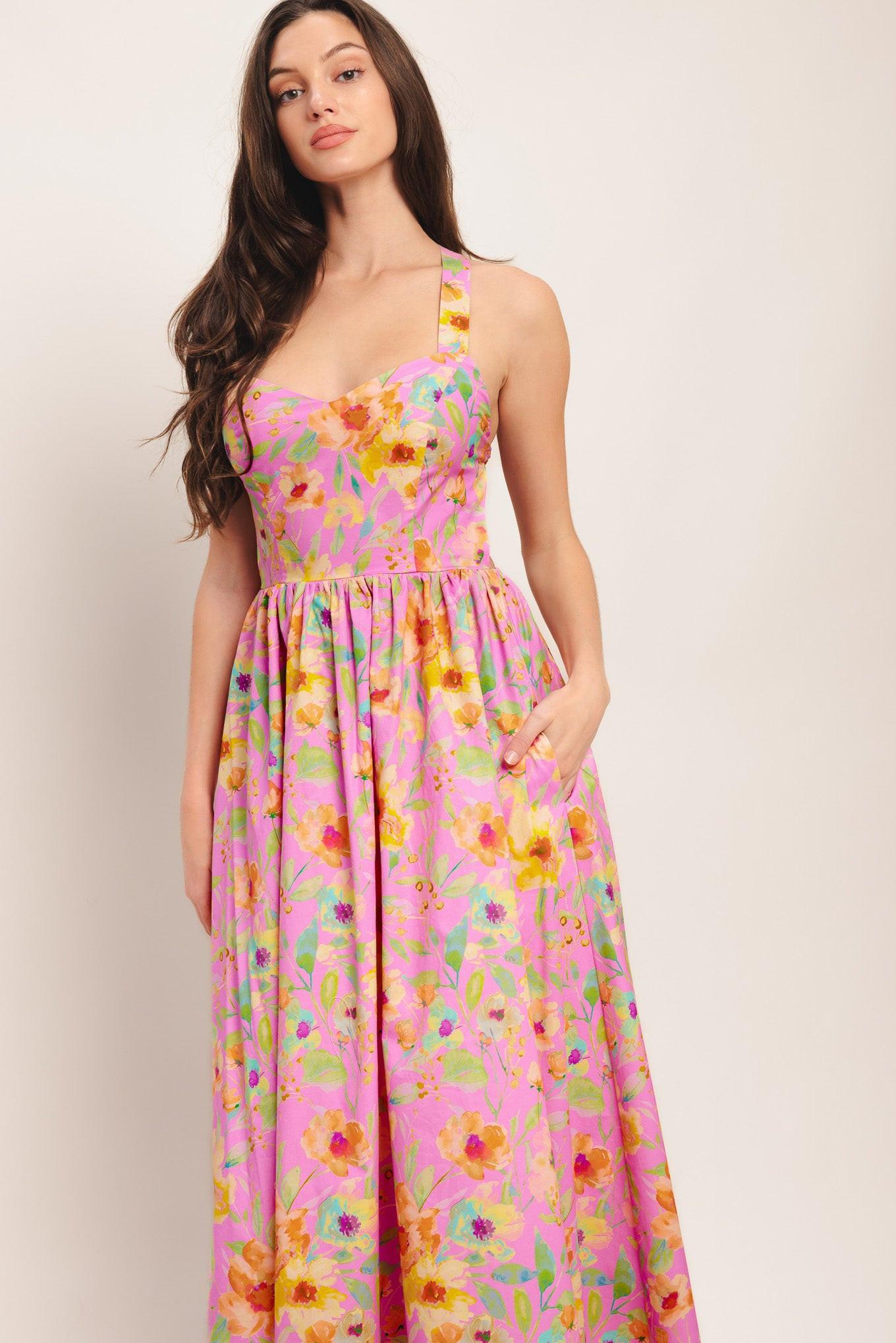 Rosy Daydream Woven Midi Dress