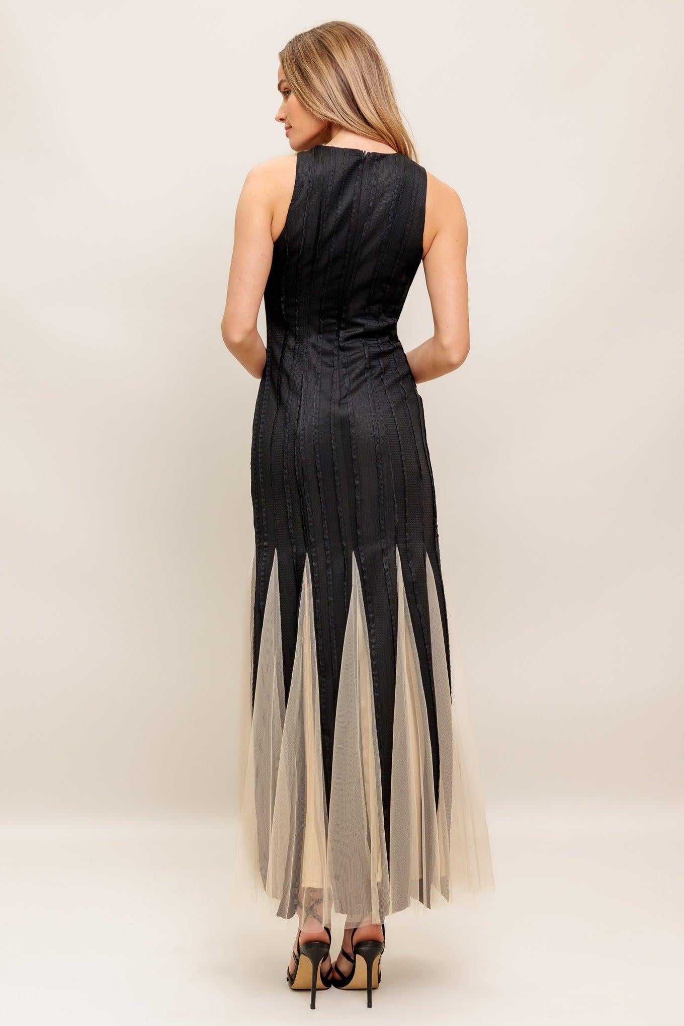Noir Tulle Black Knit Maxi Dress