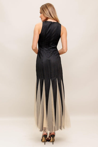 Noir Tulle Black Knit Maxi Dress
