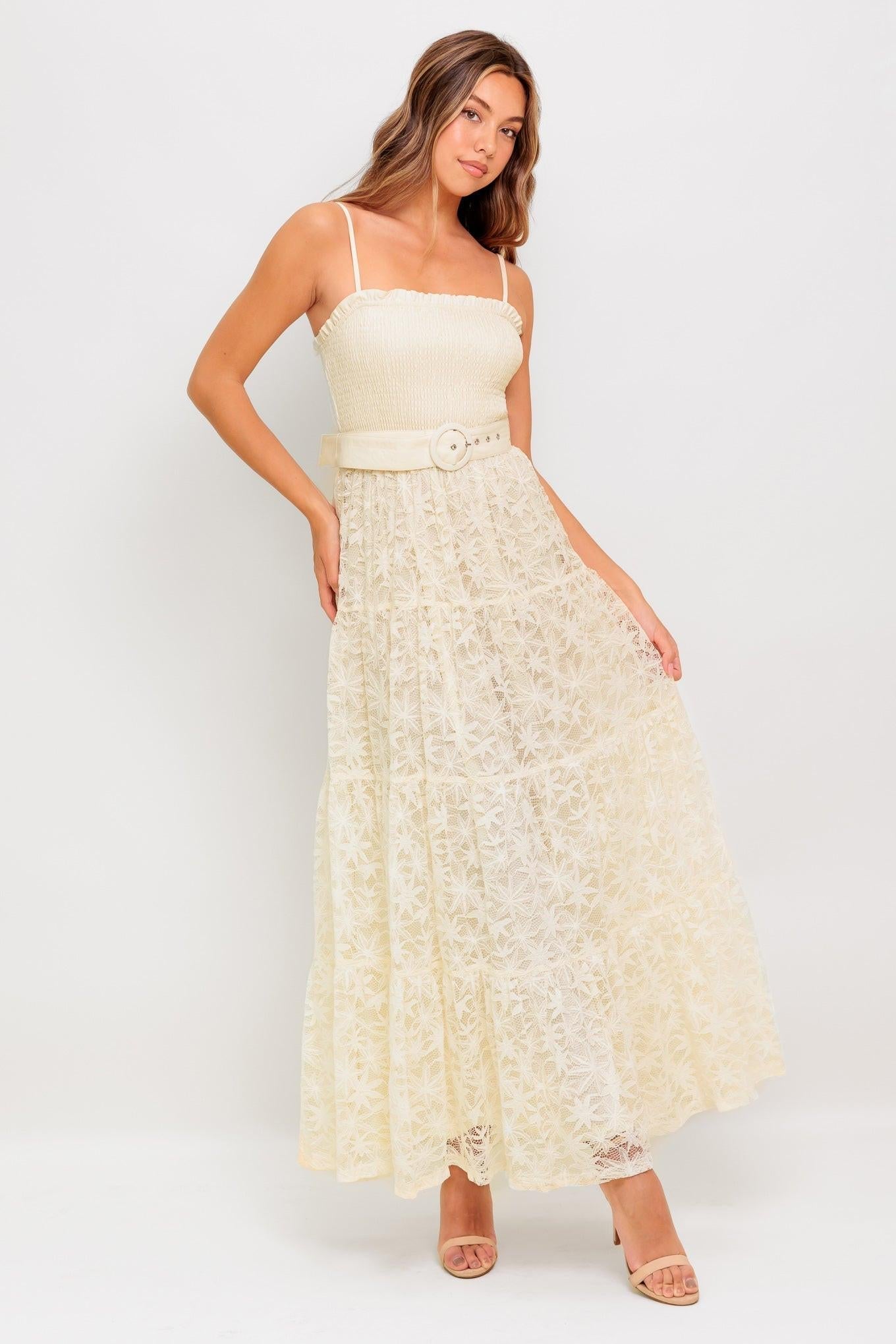 Paradise Awaits Woven Lace Ankle Dress