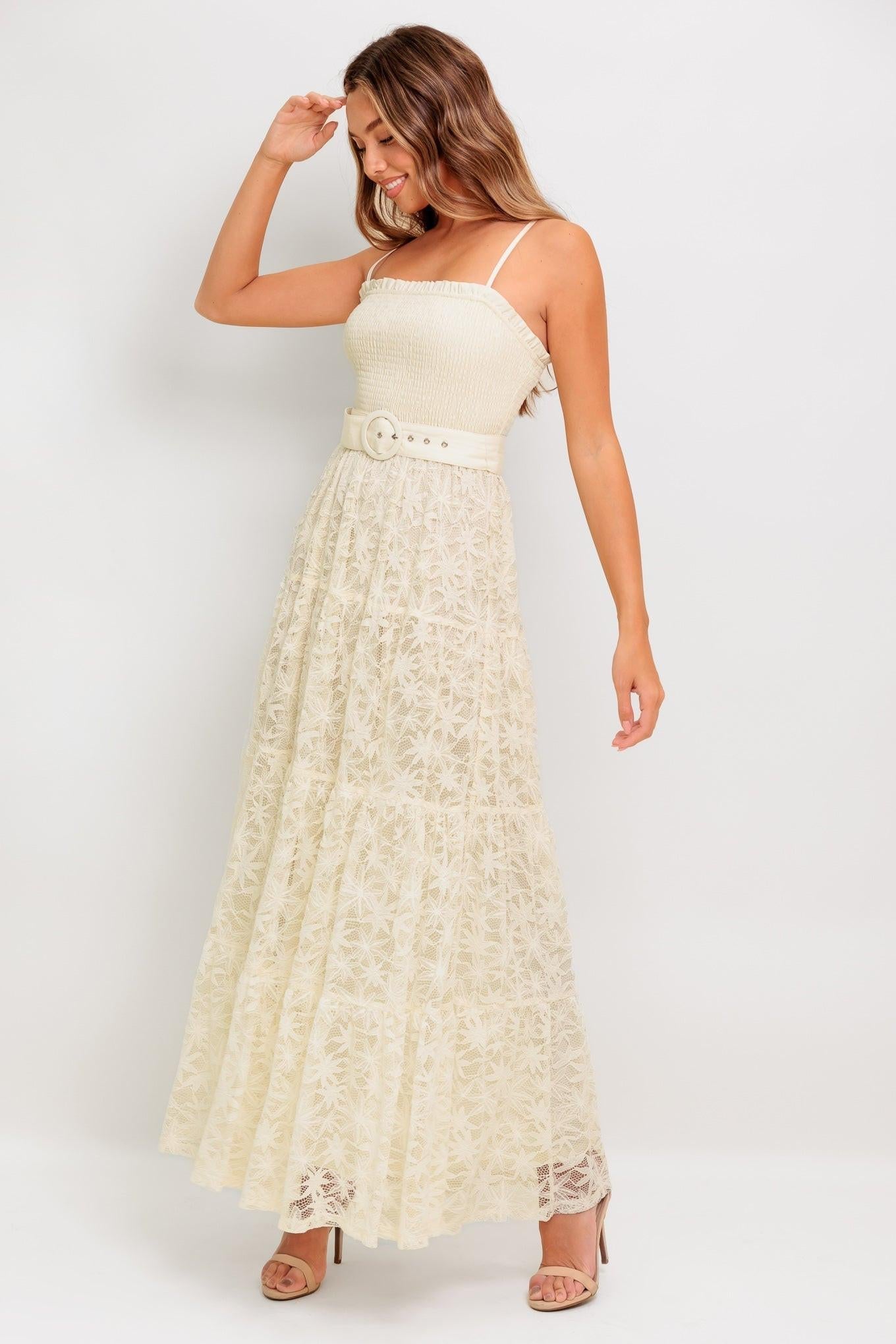 Paradise Awaits Woven Lace Ankle Dress