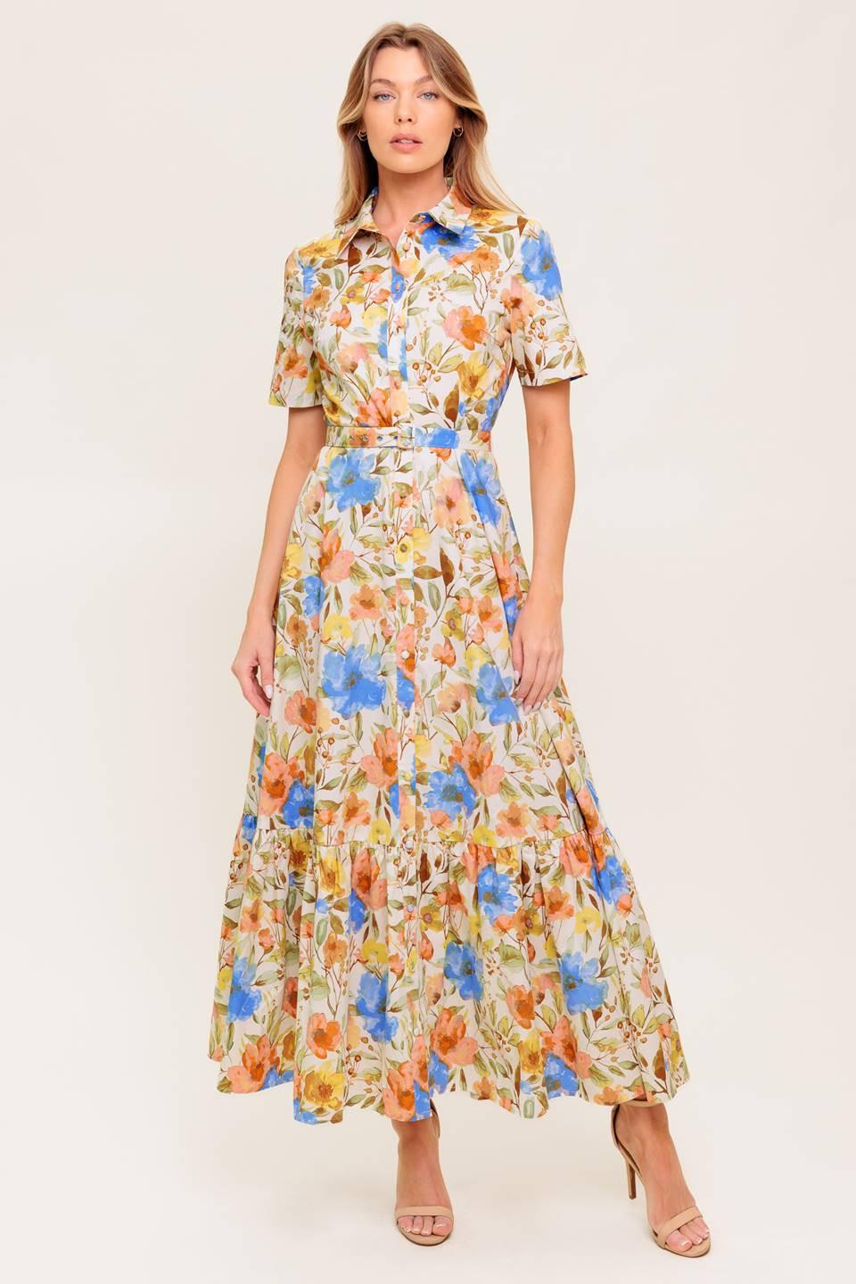 Hazel Dream Ivory Woven Midi Dress