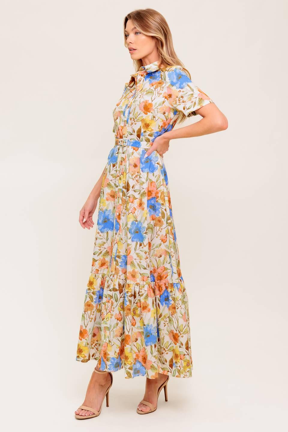 Hazel Dream Ivory Woven Midi Dress
